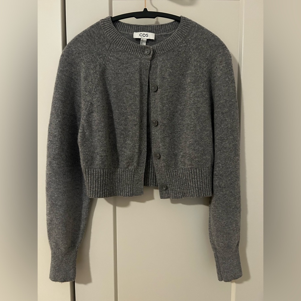 COS Charcoal Gray Women's CROPPED WOOL CARDIGAN